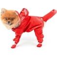thumbnail image 2 of LANFENG Cute Raincoat for Small Dogs with Hood and Boots Detachable Tail Puppy Botton Down Rain Jacket Full Boby 4 Leg Jumpsuit Waterproof Lightweight Clothes, 2 of 16