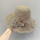 thumbnail image 2 of Elegant Crochet Hat with Ruffle Detail for Women, Summer Wide Brim Sun Hat, Khaki One Size Fits All, 2 of 3