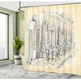 thumbnail image 4 of Ambesonne French Cafe Shower Curtain, Paris Culture Street, 69"Wx75"L, Champagne and Beige, 4 of 4