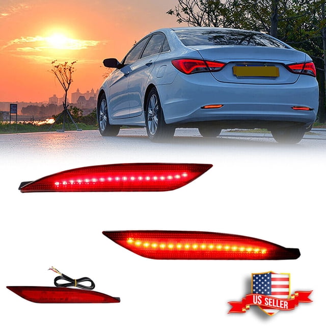 GTINTHEBOX Rear Bumper Reflector Red LED Tail Brake Signal Lights For ...