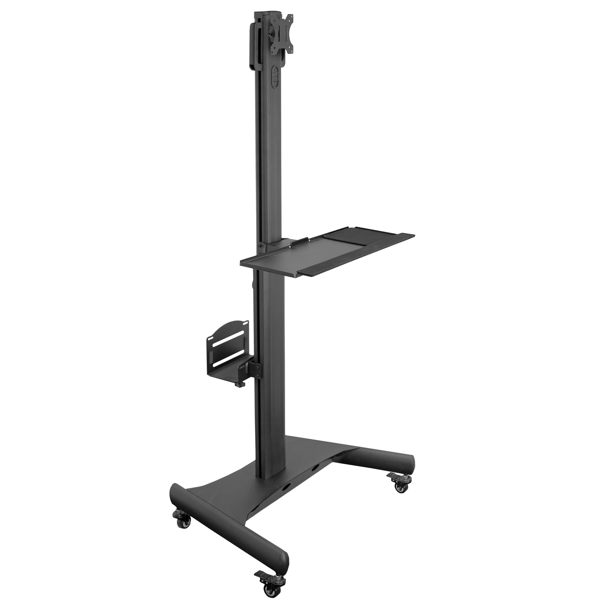 Mount-It! Mobile Standing with Adjustable Keyboard Tray and CPU Holder | Fits 13"-32" Monitors