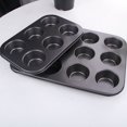thumbnail image 2 of Capacidad para moldes para muffins de acero al carbono antiadherentes, 12 tazas, gris, Navidad, cumpleaños, 2 of 4