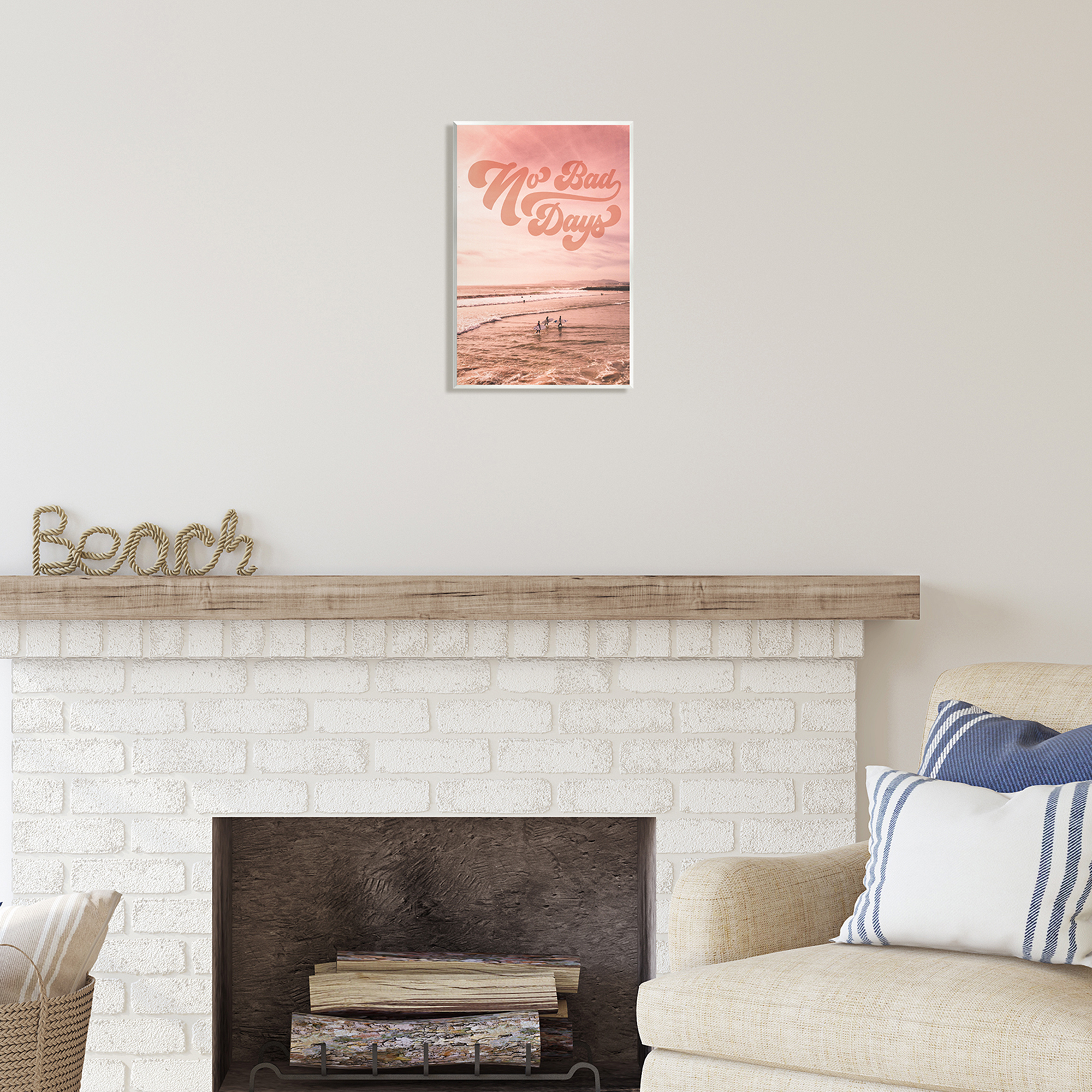Stupell Industries No Bad Days Retro Beach Nature Painting Unframed Art Print Wall Art, 10 x 15
