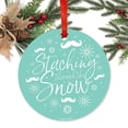 thumbnail image 2 of Funny Round Metal Christmas Ornament, Stashing Through the Snow, Mustache Graphic, Includes Ribbon and Gift Bag, 2 of 2