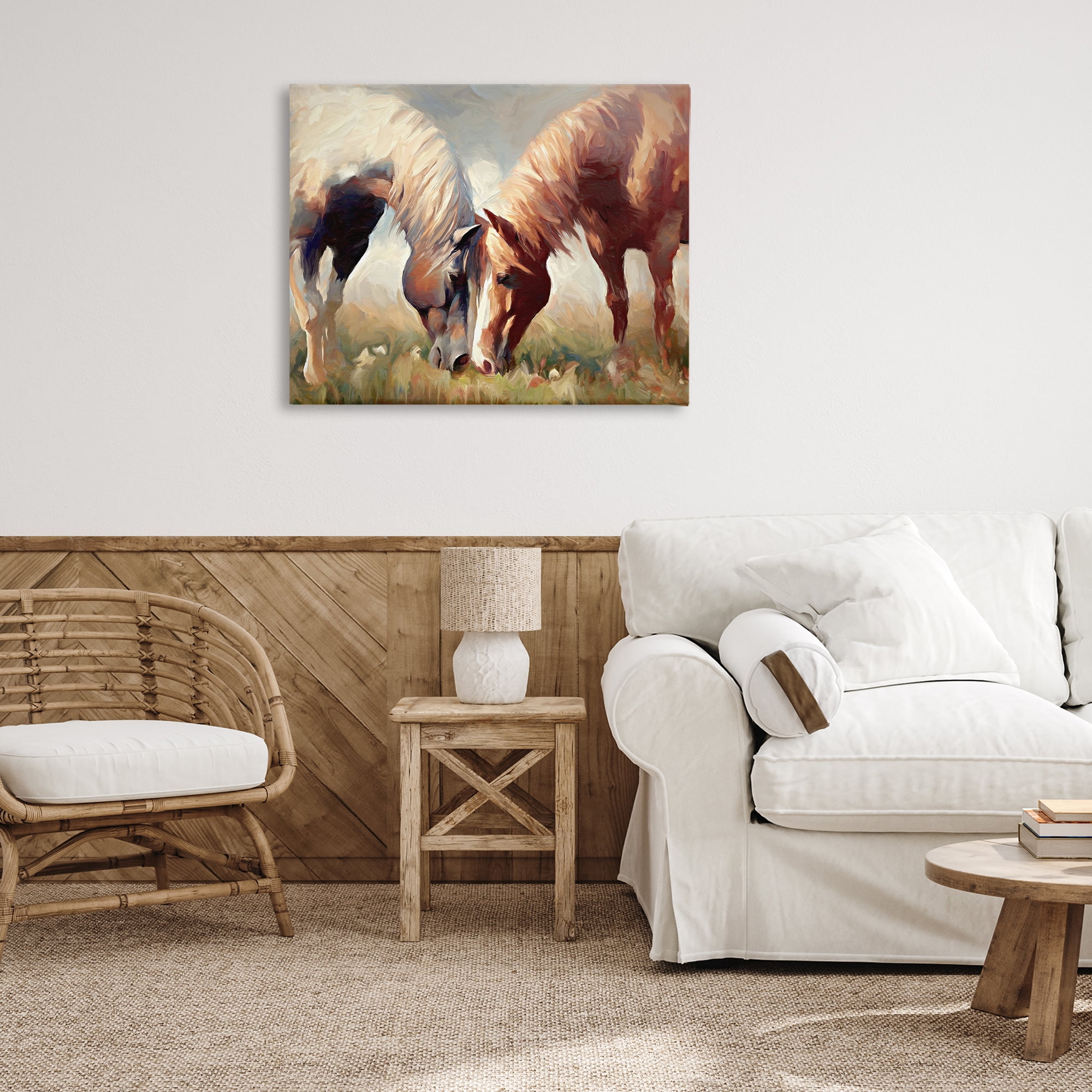 Stupell Industries Horses Touching Noses Animals & Insects Painting Gallery Wrapped Canvas Art Print Wall Art, 40 x 30