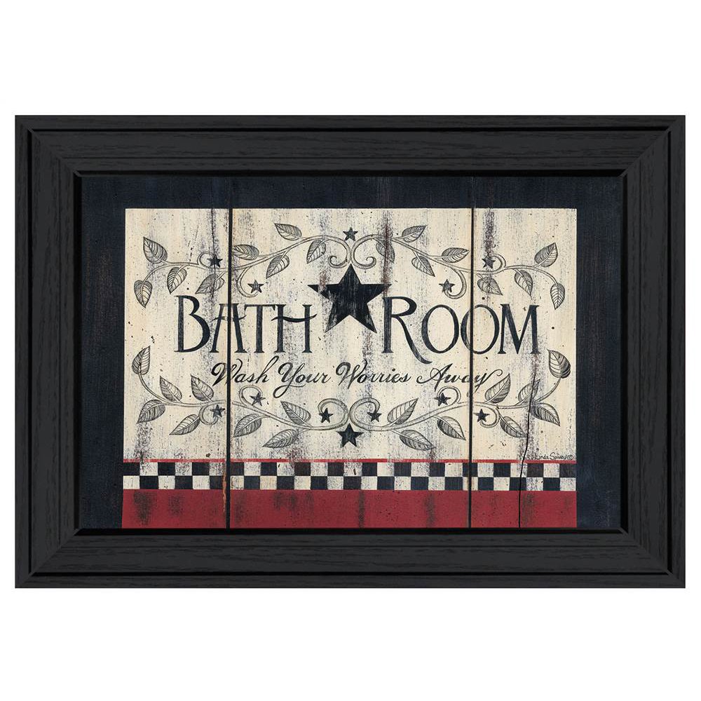 15 in. "Bathroom" Framed Print Wall Art