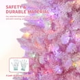 thumbnail image 3 of COZONY 6FT Pink Prelit Snow Flocked Pencil Christmas Tree w/ Foldable Base for Holiday Decoration, 3 of 8
