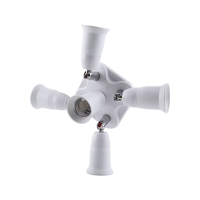 TKSE Adaptador de enchufe E27, 3/4/5 en 1 ajustable E27 a E27 Base adaptador de bombilla soporte divisor de enchufe nuevo para fiesta de construcción de viviendas(5 in 1)