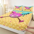 thumbnail image 4 of Erosebridal Mint Dripping Waffle Pink & Cyan Baseball & Bat Graphic Bed Sheets 4pcs, Sport Graphic King Sheets for Girls Kids,Breathable Home Decor, 4 of 5