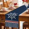thumbnail image 4 of Navy Blue Coastal Cotton Linen Table Runner for Dining Kitchen, Nautical Ocean Sea Rudder Abstract Art Wedding Outdoor Party Tablerunners, Dresser Scarf Coffee Tablecloth Runners 13x72 Inches, 4 of 8
