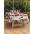 thumbnail image 2 of Outdoor Tablecloth with Umbrella Hole and Zipper, Red Beige Gnomes Christmas Rectangle Table Cloth 60x84 Inch Waterproof Tablecloth, Xmas Ball Gifts Snowflake Picnic Table Cover for Patio Camping, 2 of 7