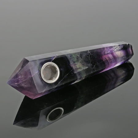 - 100% Natural Purple Quartz Pipe Healing w/Carb Hole Pink Crystal Point Wand