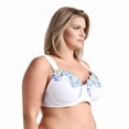 thumbnail image 2 of Curve Muse Womens Plus Size Minimizer Underwire Unlined Bra with Embroidery Lace-2Pack-BUTTERMILK, CHERRY TOMATO-46D, 2 of 6