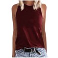 thumbnail image 2 of Royisotas Wine Women's Tank Tops Sleeveless Summer Casual Camisole Tops for Women Crew Neck Solid Color Loose Womens Cami Tops, 2 of 6