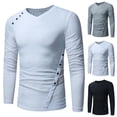 thumbnail image 1 of QIPOPIQ Mens V-Neck T-Shirt Slim Fit Long Sleeve Lightweight Basic Tee Top Clearance, 1 of 10