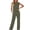 Army Green, variant on Womens Round Neck Sleeveless Top and Drawstring Waist Long Pants Two Piece Set High Elastic Fabric with Side Pockets Loose Casual Daily Outfit