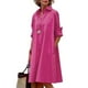thumbnail image 1 of Vestido Zhyaj Boho Summer Maxi Rosa con cuello en V y manga larga para mujer, 1 of 6