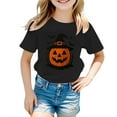 thumbnail image 3 of Kiijoy Girls Halloween Pumpkin T-Shirt Cotton Short Sleeve Crew Neck T Shirt, Sizes 4-5, 3 of 3