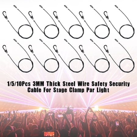 10Pcs 3MM Thick Steel Wire Safety Security Cable For Stage Clamp Par Light