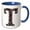 Blue/White, variant on 3drose, Pretty Image of Ruby Jeweled Monogram Letter T, 11oz Two-tone Red Mug