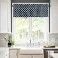 thumbnail image 3 of Moroccan Kitchen Curtains and Valances Set, Navy Blue Geometric Rod Pocket Window Valance 18 Inch Farmhouse Abstract Modern Window Curtain Panels for Living Room Bedroom Laundry, 27.5x36in, 3 Pieces, 3 of 6