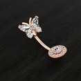 thumbnail image 4 of Navel Ring Round Butterfly Rhinestone Stainless Steel Body Ring Belly Ring, 4 of 10
