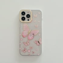 Allytech iPhone 13 Pro Case 6.1" - Fashion Stylish Butterfly Case for Girls Women TPU Rubber Shockproof Anti-scratch Drop Absorbent Case Cover for Apple iPhone 13 Pro - Pink Butterfly
