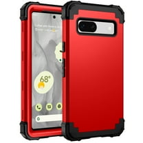 Mantto for Google Pixel 7a Case, 3 in 1 Heavy Duty Rugged Hybrid Anti Slip Shockproof Hard PC Cover Soft Silicone Bumper Non-Slip Protective Phone Case Cover for Google Pixel 7a 6.1", Red