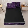 thumbnail image 4 of Manfei Watercolor Cobweb Star Zipper Full Size Comforter Sets with Fitted Sheet and 2 Pillowcases, Glitter Halloween Spider Web Pattern Zipper Bedding Set, Purple White,Black Reversible,4 Pieces, 4 of 6