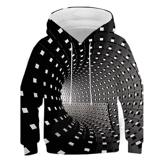 Gibobby Sudaderas con capucha 2 a 12 años Niños Niñas 3D Impreso Moda Pullover Sudaderas Novedad Patrón Sudaderas con capucha(Negro, 11-12 Años)