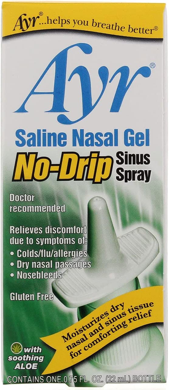 Ayr Saline Nasal Gel No-Drip Sinus Spray 0.75 oz (Pack of 6)