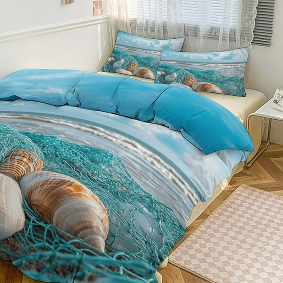 Beach Starfish Shells (1) Bedding Set Couple Bedclothes Pillowcase Customized Home Textiles Bed Set for Bedroom Decoration