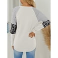 thumbnail image 2 of TEMOFON Women Fall Tops Casual Long Sleeves Crew Neck Sweatshirts Trendy Leopard Color Block Tops Loose Stripe Pullover Shirts for Women, 2 of 5