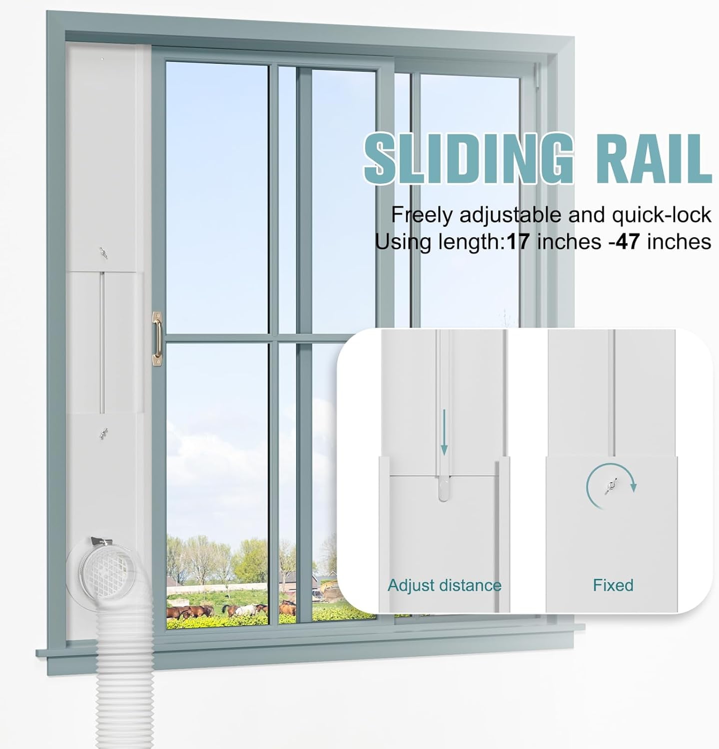 Window Duct Kit Dryer Window Vent Kit for 4” Ducting Dryer Vent Hose, Sliding Window Vent Kit Fit with Dryer, Inline Duct Fans, Grow Tents