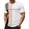 thumbnail image 2 of Vmvidoty Men's Casual T Shirts Short Sleeve Crew Neck Color Block Graphic Tees Shirt Summer Tops Khaki 2XL, 2 of 9