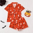 thumbnail image 2 of Likimi Child Kids Girls Halloween Pajamas Set Short Sleeve Hallowmas Ghost Print Lapel Button Down Pjs Tops With Shorts For Party Fashion Sleepwear, 2 of 7