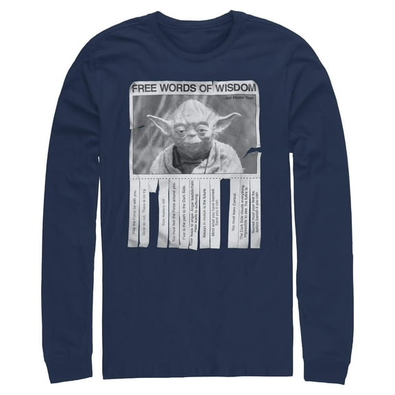 Mens Star Wars Yoda Free Words of Wisdom Long Sleeve Shirt