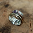 thumbnail image 3 of Amethyst Gemstone Spinner Ring, 925 Sterling Silver Ring, Two Tone Ring, Fidget Ring, Anti Stress Ring, Meditation Ring, Gift For Her Ring,., 3 of 4
