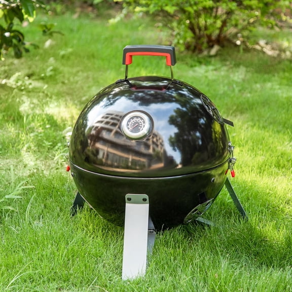 18 Inch Vertical Charcoal Smoker Grill with Porcelain Enamel Finish for Outdoor Backyard