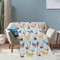 thumbnail image 4 of XMXT Throw Blanket, Blue Cartoon Spotted Butterfly Flannel Blanket for Bed Sofa, 50 x 70 inches, 4 of 9