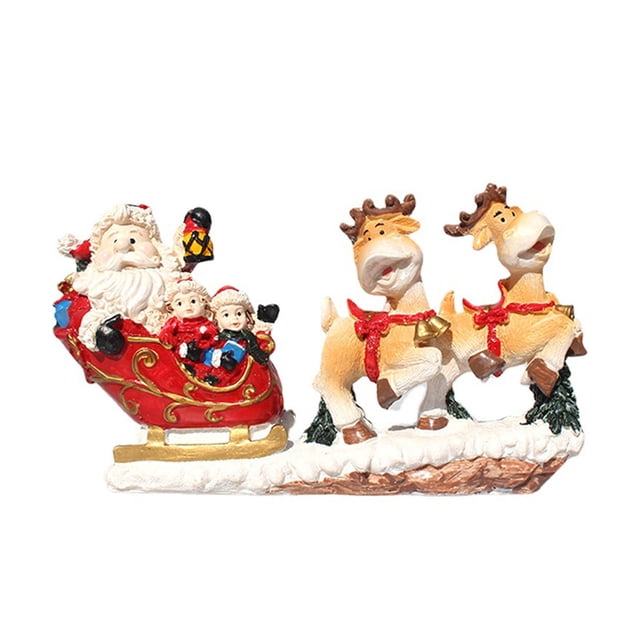 Ounissouiy Escaparate de renos de dibujos animados de varios colores, muebles para el hogar, artesanía exquisita, trineo de Papá Noel Decoración del hogar