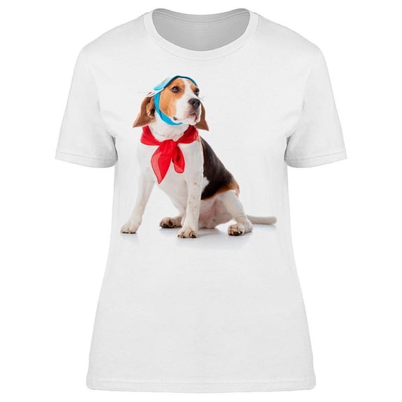 Beagle Dog With Mask And Bandana T-Shirt Women -Image by Shutterstock, Female Medium