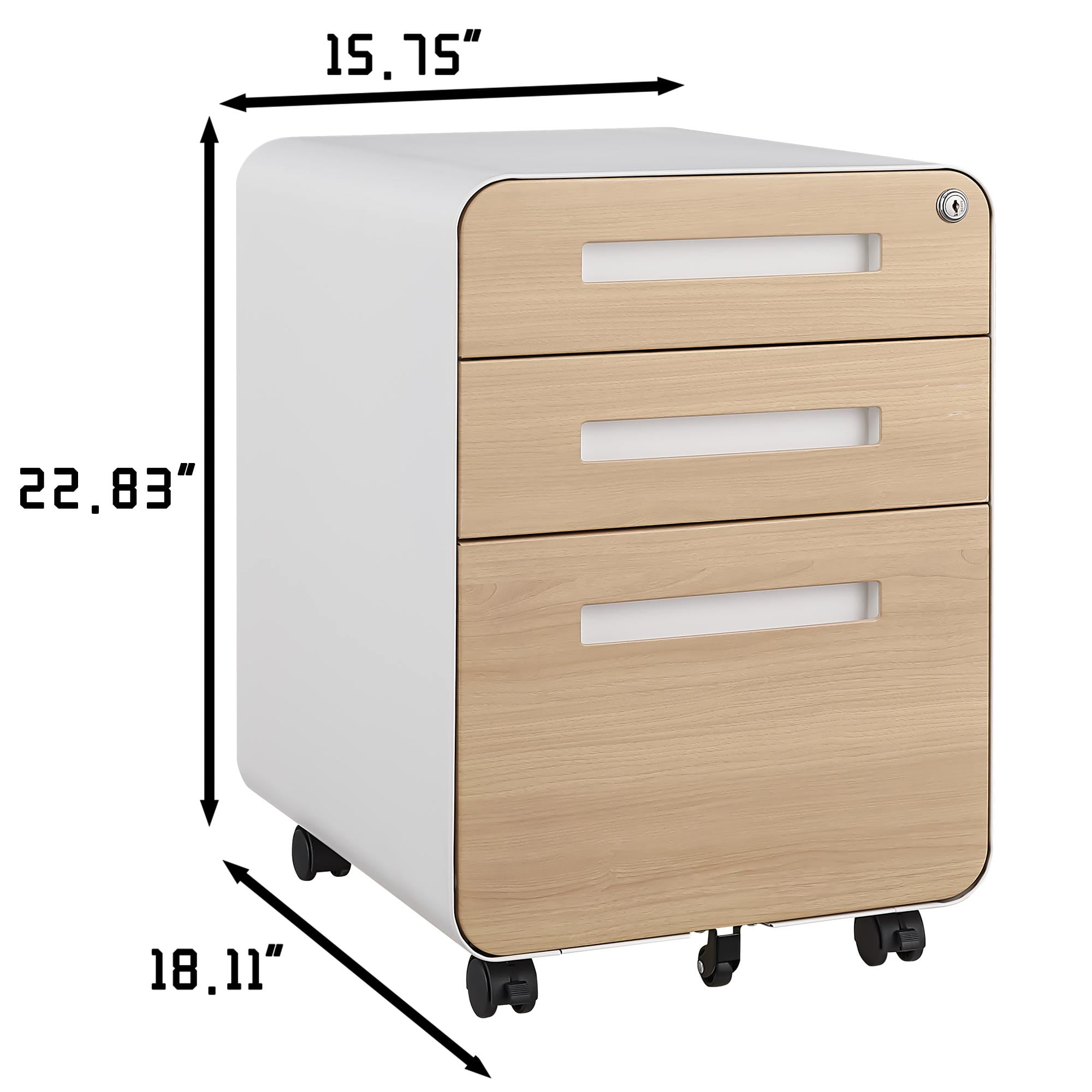 3 Drawer Mobile File Cabinet with Lock,Rolling File Cabinets,Under Desk Small File Caninet on wheels,Metal Vertical Filing Cabnet for Legal/Letter/A4,Fully Assembled