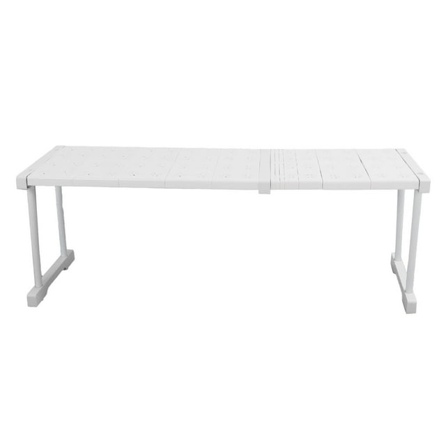 Estante expandible apilable con capacidad de carga de 54 kg, divisor de almacenamiento para armarios, alacenas, longitud de 67 a 88 cm (26,4 a 34,6 pulgadas)