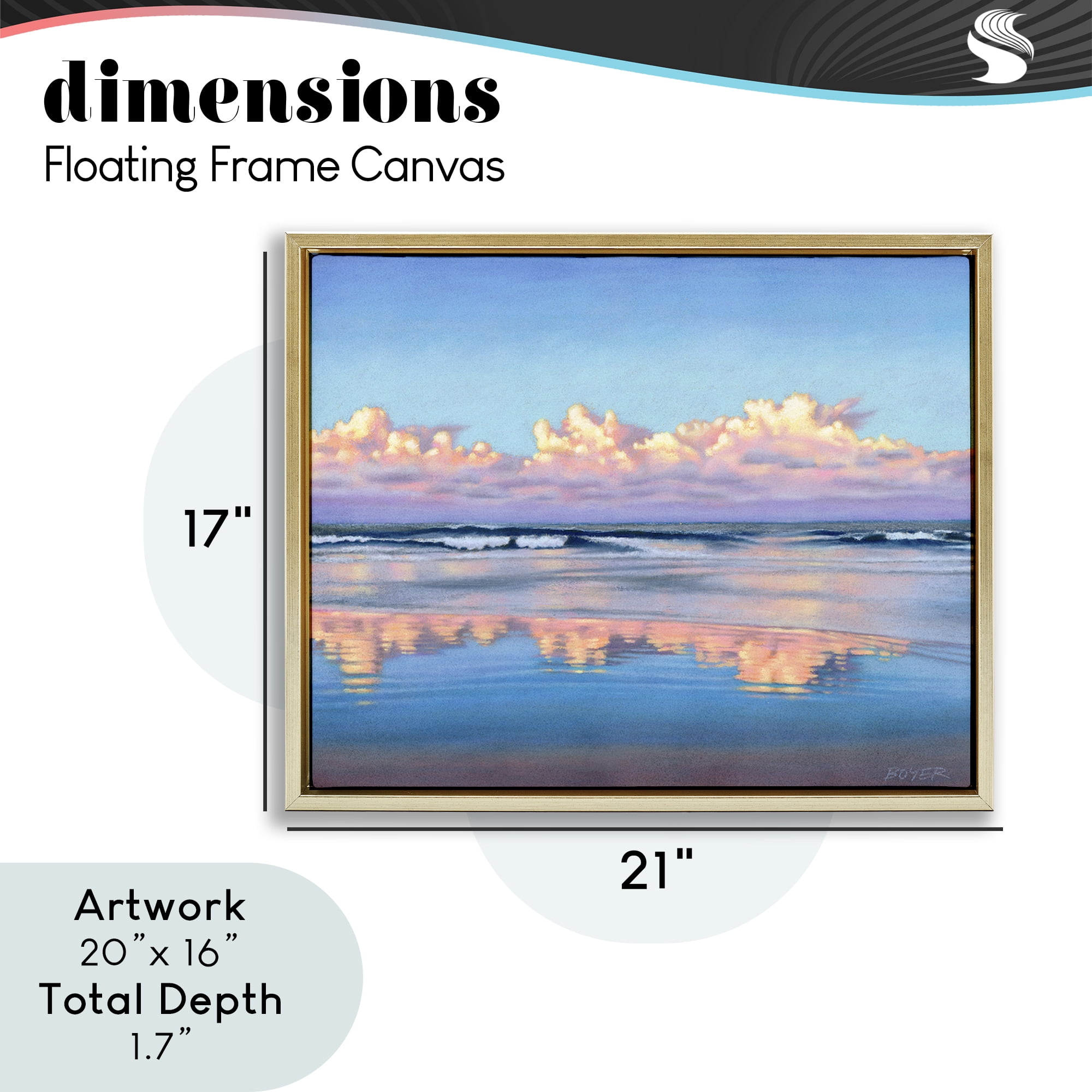 Stupell Industries Cloud Illusions Reflection Gold Framed Floater Canvas Wall Art, design by Susy Boyer