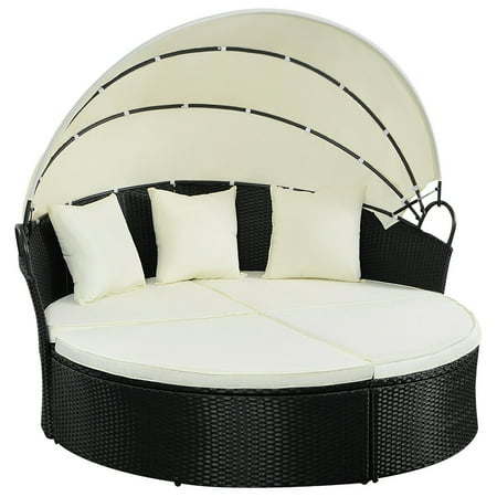 Costway Round Retractable Canopy Daybed Wicker Rattan Patio Sofa Furniture Canada Costway Round Retractable Canopy Daybed Wicker Rattan Patio Sofa Furniture Canada