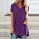 thumbnail image 1 of ICHUANYI Clearance Women's Summer Solid V Neck Loose Short Sleeve Tops T-shirt Blouse(Purple, M) ICHUANYI WER2023080708996, 1 of 5