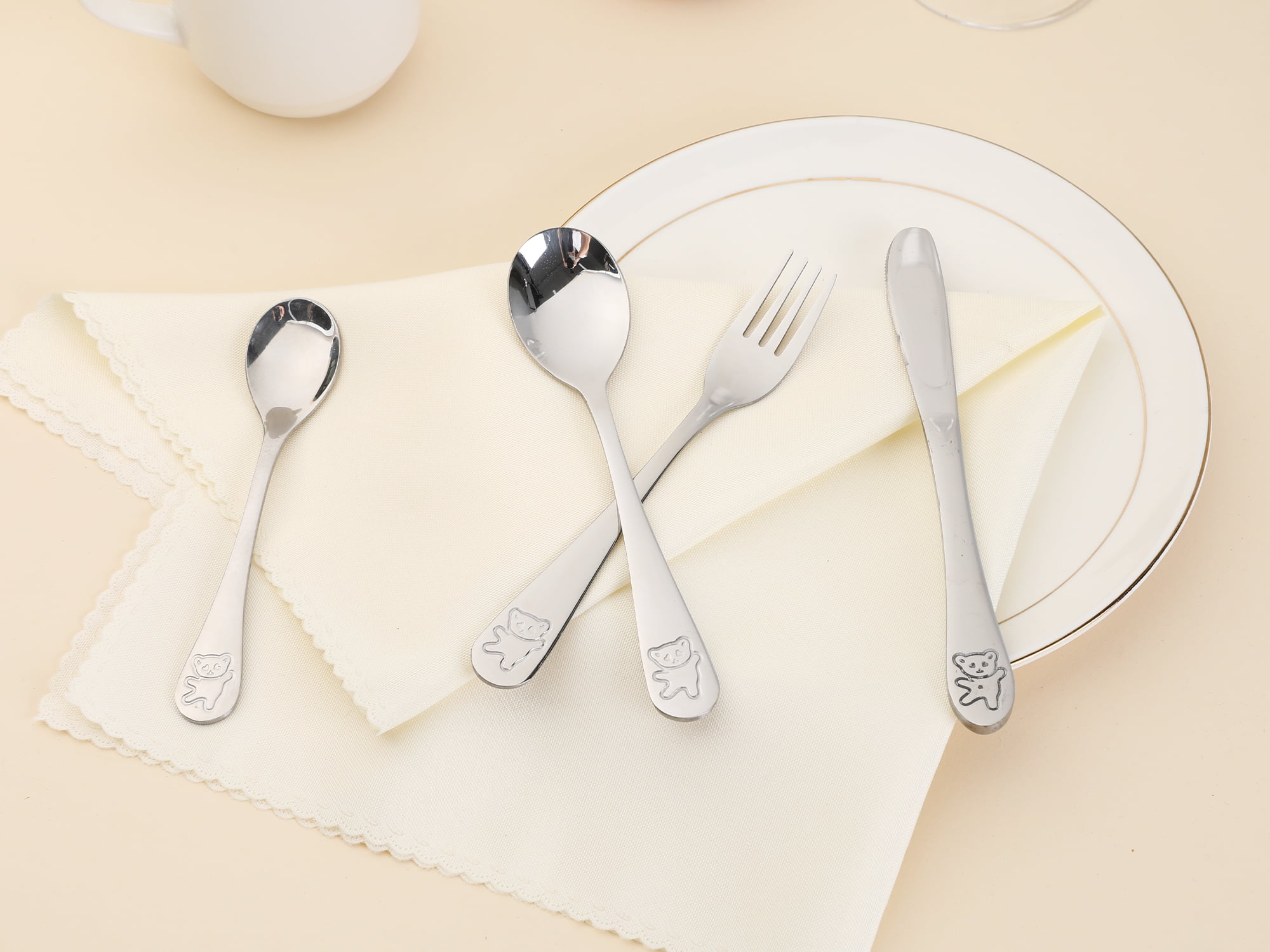 Unique Bargains Stainless Steel Flatware Set with Knife Silver 4 Pcs