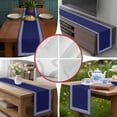 thumbnail image 6 of Navy Blue Geometric Table Runner 72 Inches Long, White Greek Key Farmhouse Cotton Linen Table Runners Dresser Scarves, Decorative Fabric Tabletop Scarf Furniture Cover for Home Dinner Party 13"x72", 6 of 8