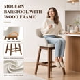 thumbnail image 4 of EOP Modern Swivel Bar Stools Set of 2, 25" Upholstered Counter Height Bar Stools with Wood Legs & Curved Back, Mid Century Bar Chairs for Kitchen Island Pub, Beige, 4 of 10